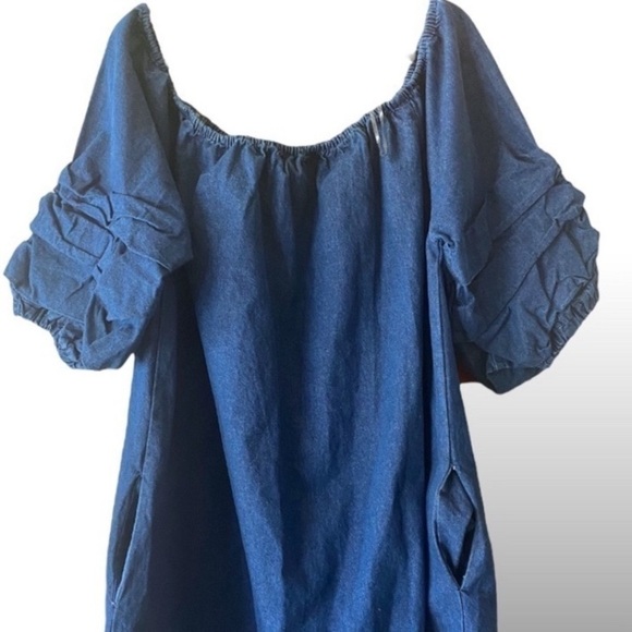 LOVE by Christley Denim Country Western Ruffle Sleeve Dress Pull-On Size 2X - Picture 4 of 11
